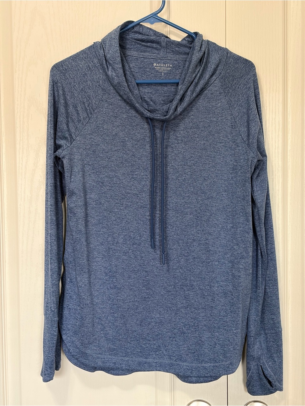 Athleta Blue Heathered Pullover Hoodie Lightweight Athletic Womens Small Running